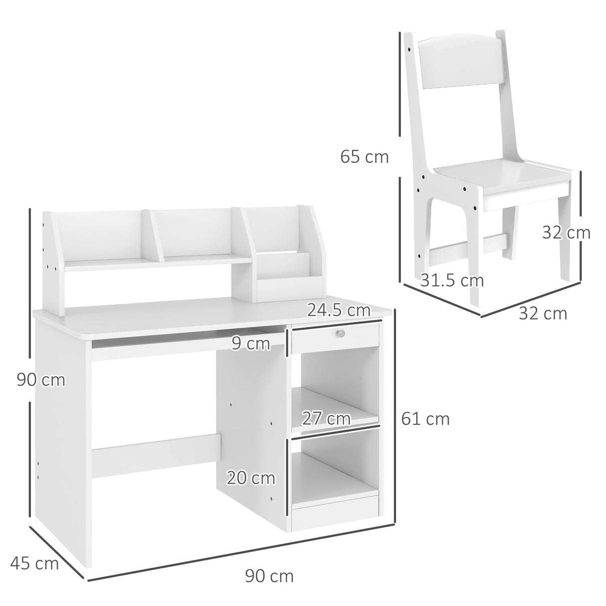 easycomfort easycomfort banco scuola e sedia per bambini da 5 8 anni con scaffale e mensola estraibile in legno bianco