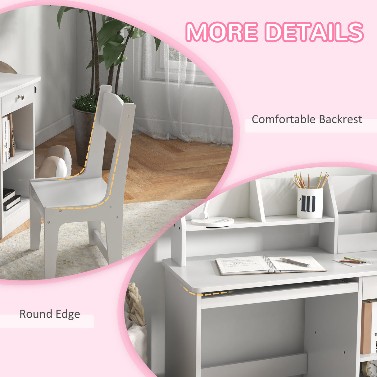 easycomfort easycomfort banco scuola e sedia per bambini da 5 8 anni con scaffale e mensola estraibile in legno bianco