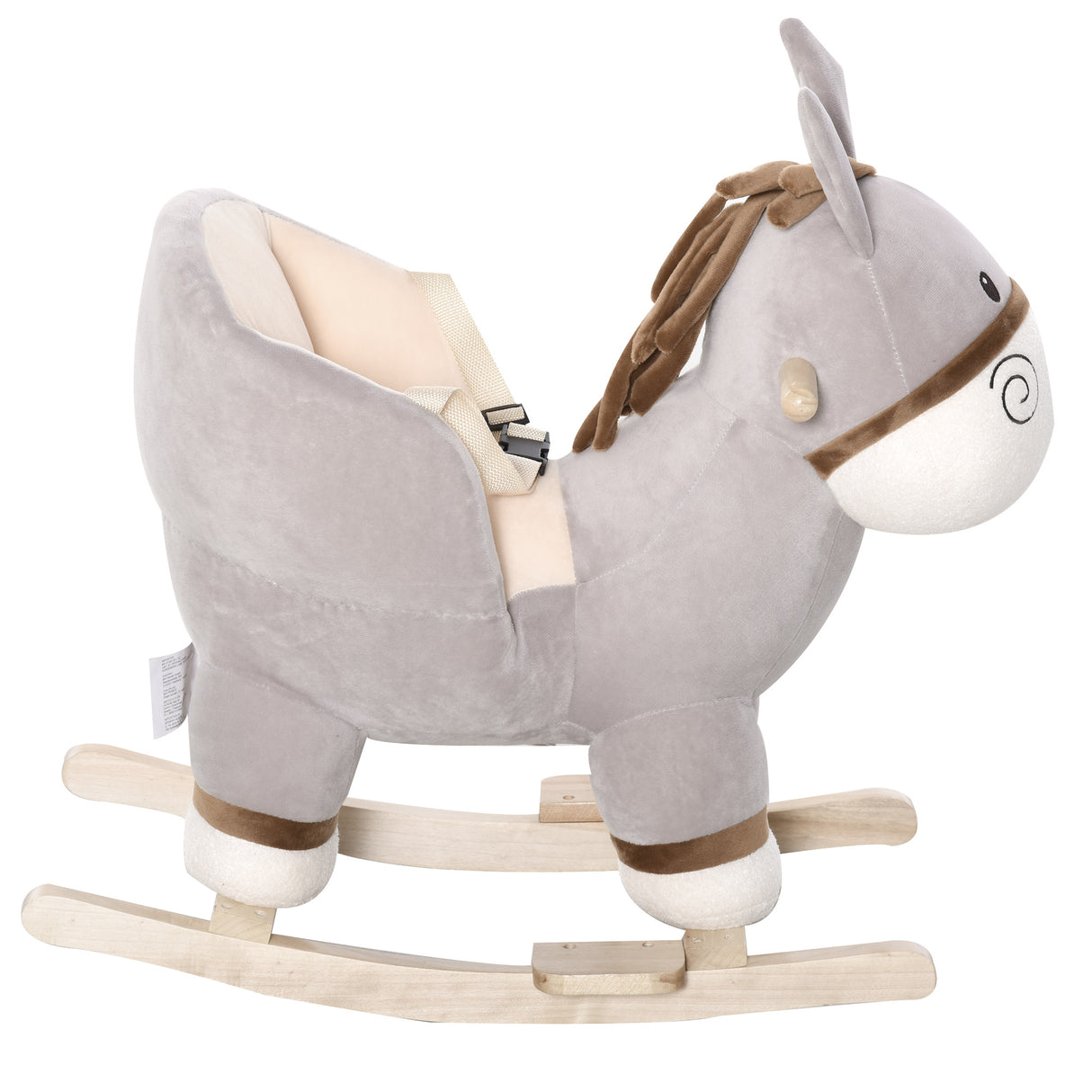 easycomfort easycomfort dondolo giocattolo a forma di asino per bambini 18 36 in legno di pioppo e peluche grigio suoni realistici