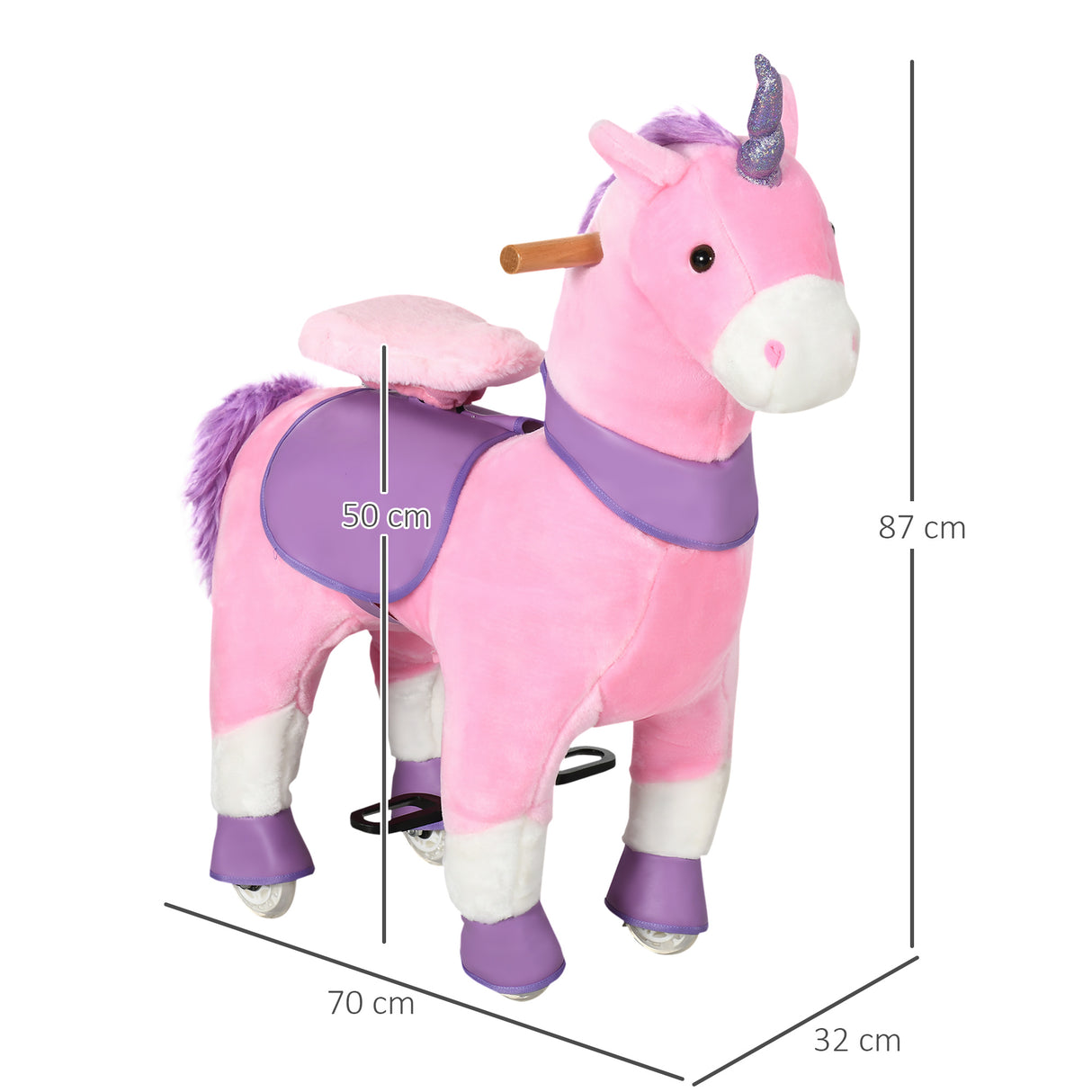 easycomfort easycomfort cavallo a dondolo con ruote a forma di unicorno per bambini da 3 6 anni 70x32x87cm rosa