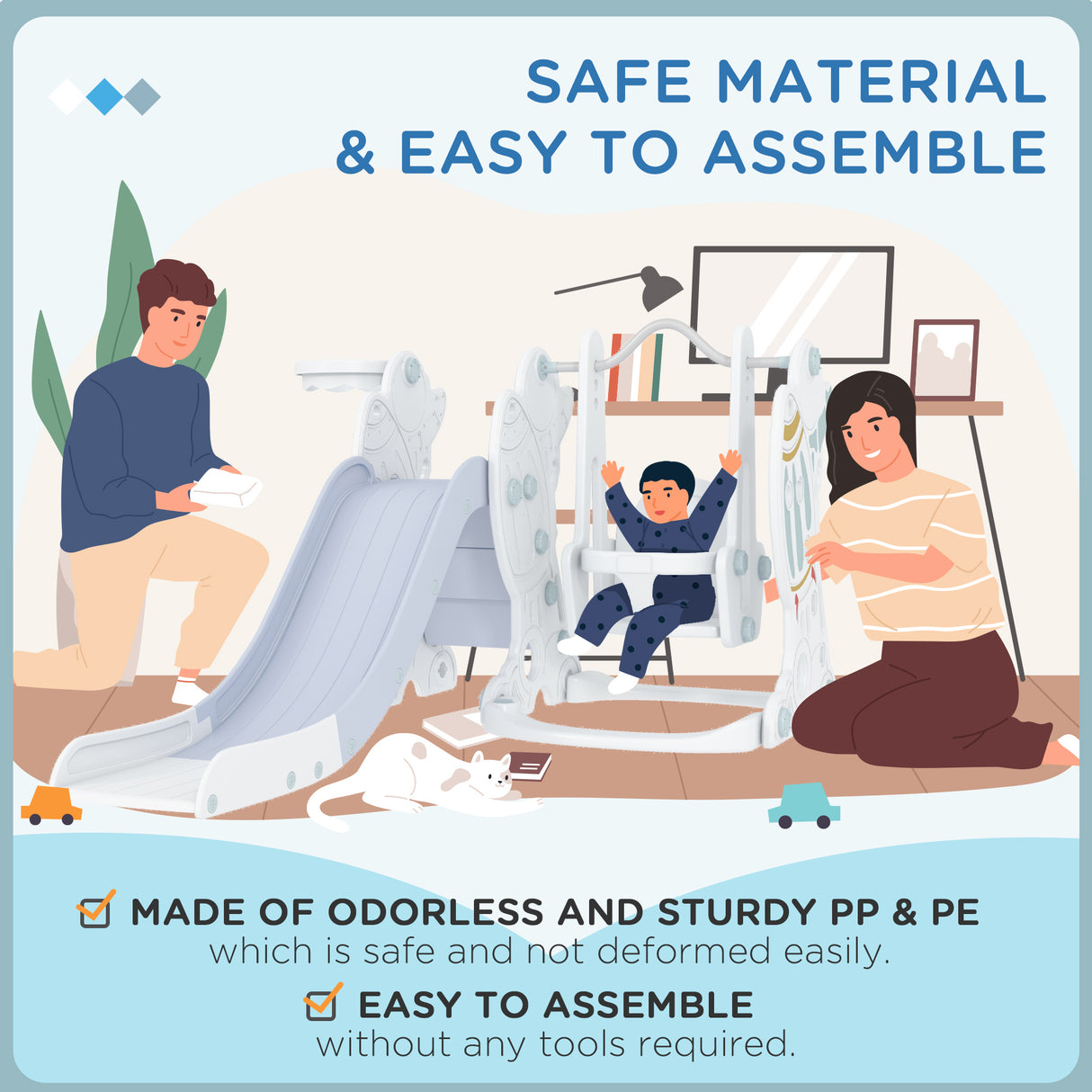 easycomfort easycomfort gioco per bambini 18 48 mesi set 3 in 1 in plastica con altalena scivolo e canestro 150x185x92 cm