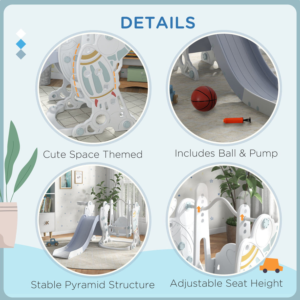 easycomfort easycomfort gioco per bambini 18 48 mesi set 3 in 1 in plastica con altalena scivolo e canestro 150x185x92 cm