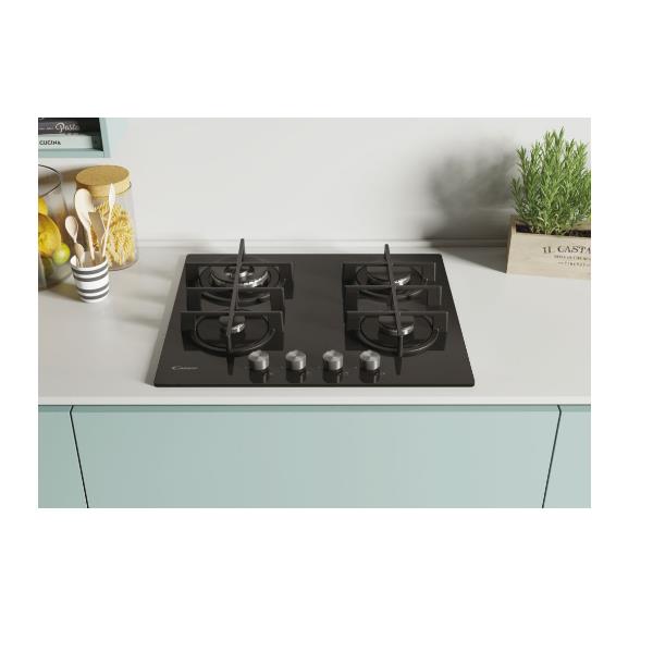 candy piano cottura a gas candy cvg6br4wpb 4 fuochi l595xp51 vetro temperato nero ean 8016361997479