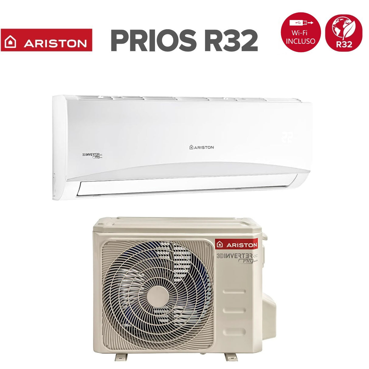 ariston climatizzatore condizionatore ariston inverter serie prios 9000 btu c 25 mud0 r 32 wi fi optional classe aa