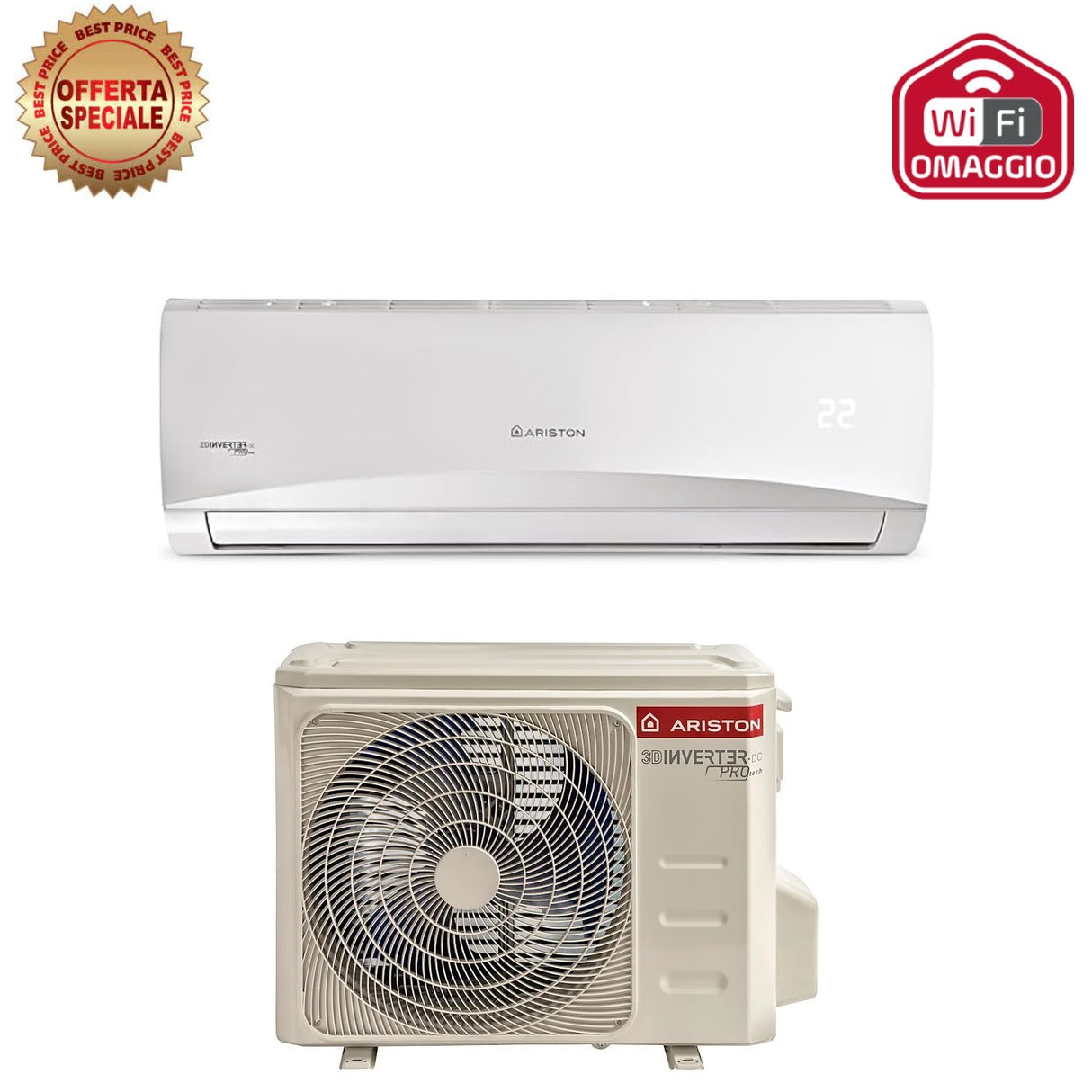 ariston climatizzatore condizionatore ariston inverter serie prios 9000 btu c 25 mud0 r 32 wi fi optional classe aa