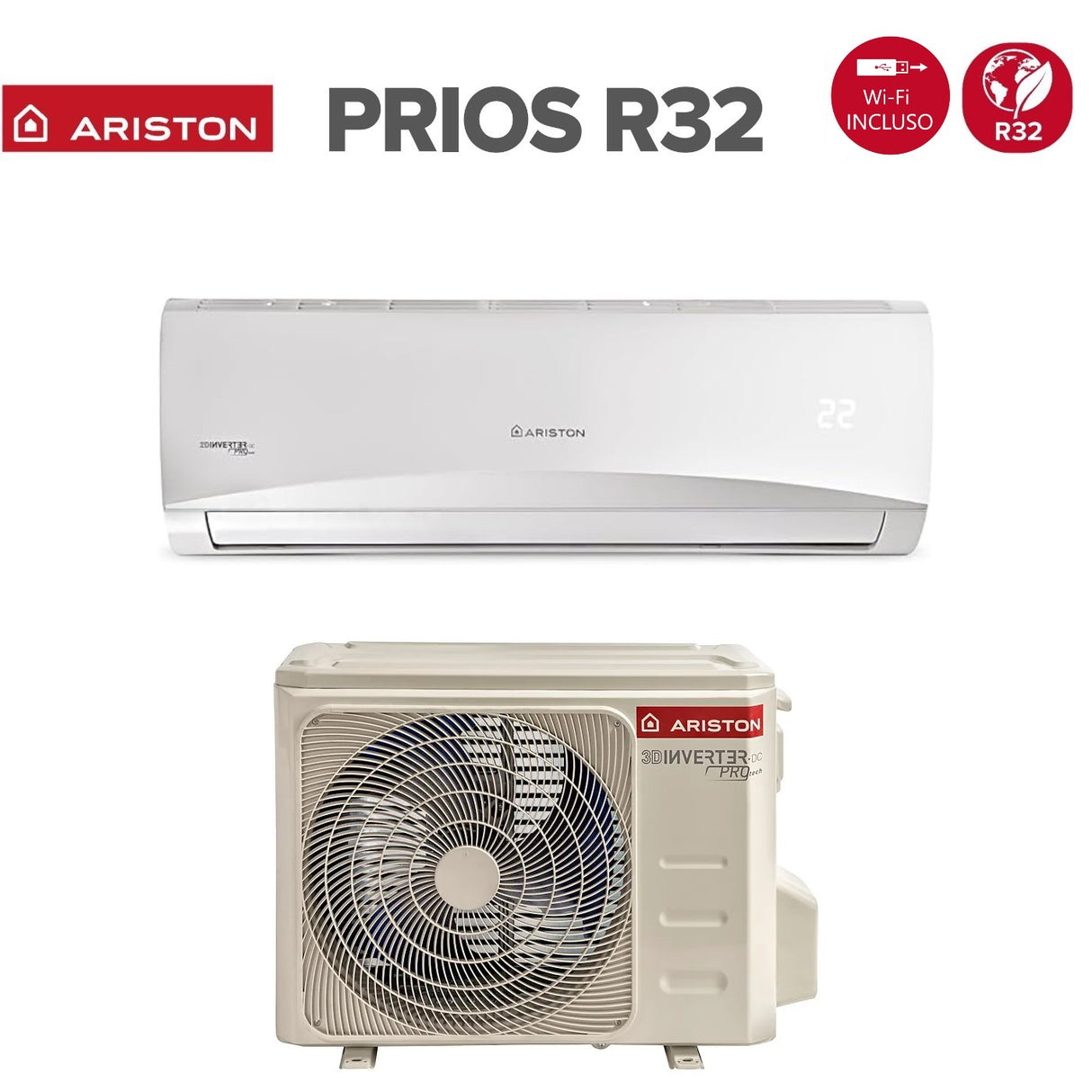ariston climatizzatore condizionatore ariston inverter serie prios 18000 btu c 50 mud0 r 32 wi fi optional classe aa