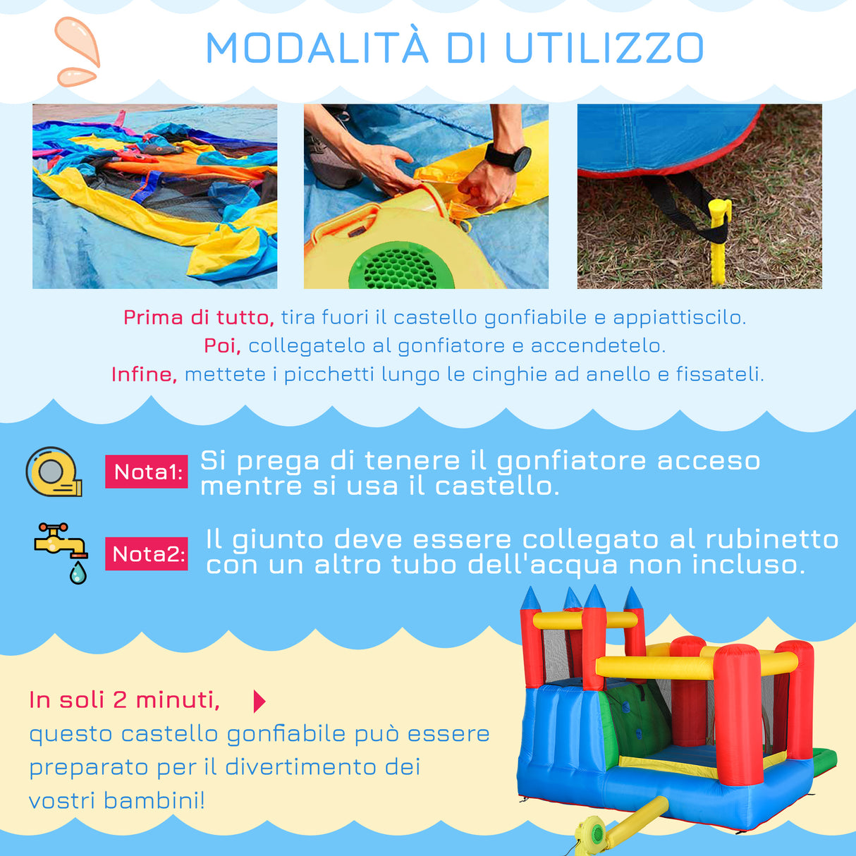 easycomfort easycomfort gioco gonfiabile per bambini 3 8 anni con scivolo e piscina 330x245x215cm