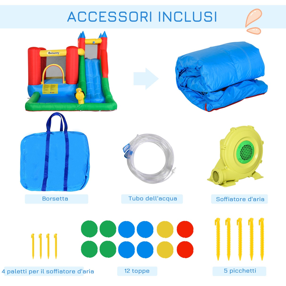 easycomfort easycomfort gioco gonfiabile per bambini 3 8 anni con scivolo e piscina 330x245x215cm