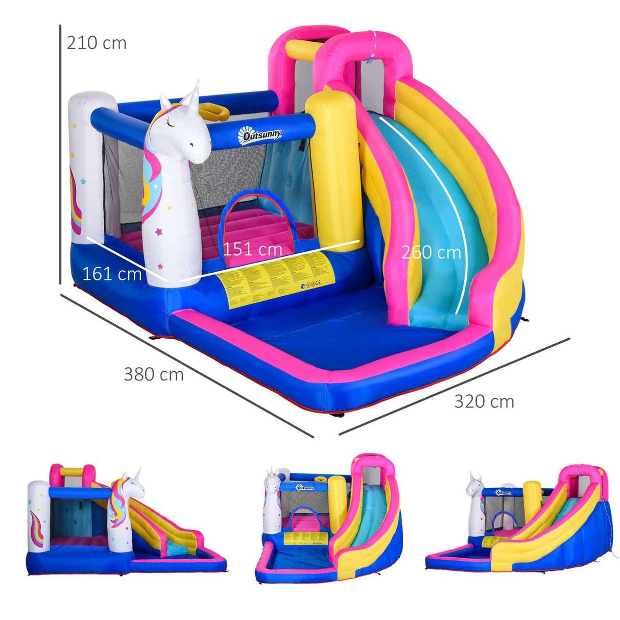 easycomfort easycomfort castello gonfiabile gigante con unicorno per 4 bambini castello per gioco ean 8055776913827