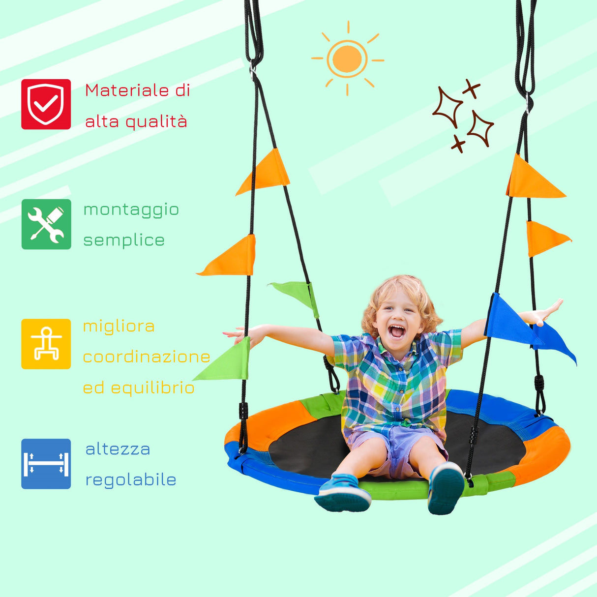 easycomfort easycomfort altalena rotonda per bambini 3 anni per esterni e interni multicolor