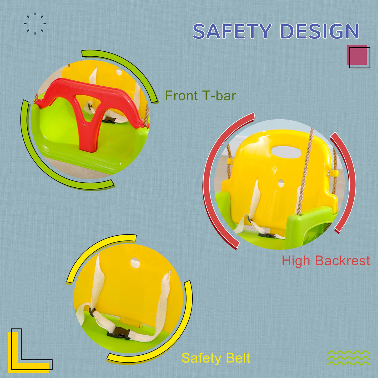 easycomfort easycomfort altalena per bambini 9 36 mesi in pp e pe con corda regolabile e cintura 42x33x120 180 cm