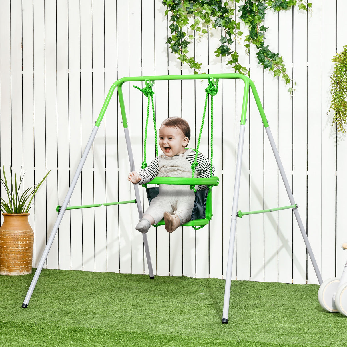 easycomfort easycomfort altalena per bambini 6 36 mesi da giardino e salotto in acciaio e pe 122x146x122 cm verde