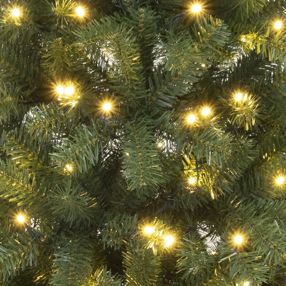 le stelle albero di natale artificiale verde h 240cm x l 117cm pino super folto con 350 luci led incorporate e base effetto legno