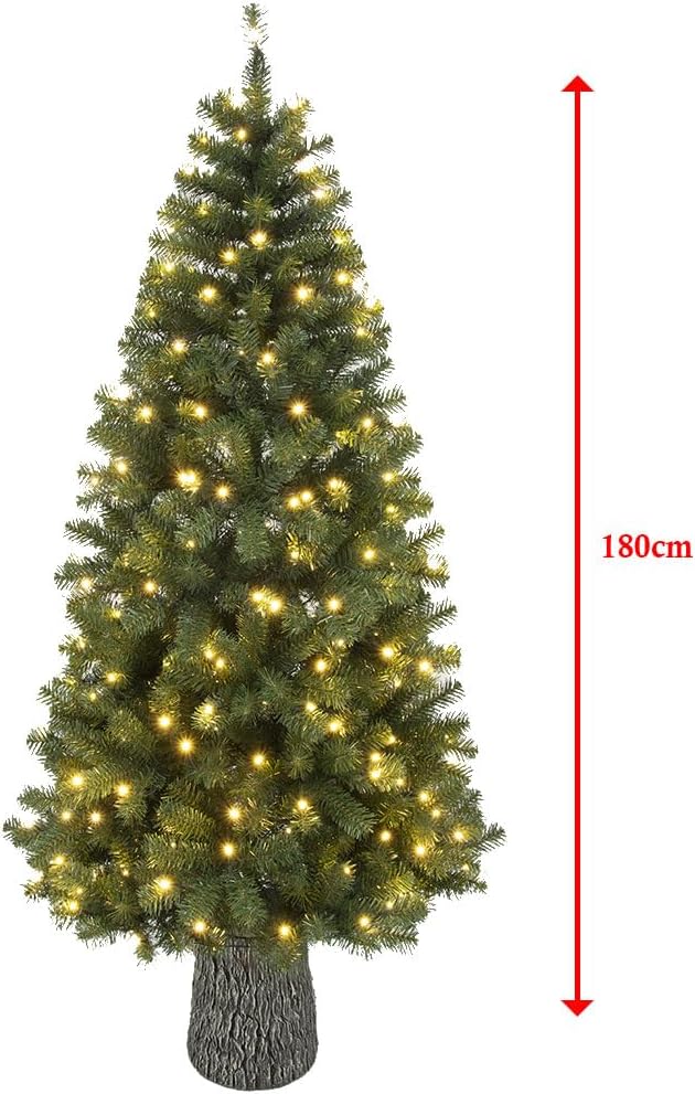 le stelle albero di natale artificiale verde h 180cm x l 91cm pino super folto con 230 luci led incorporate e base effetto legno