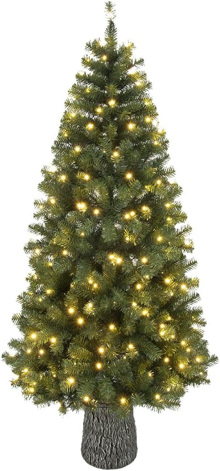 le stelle albero di natale artificiale verde h 210cm x l 102cm pino super folto con 280 luci led incorporate e base effetto legno