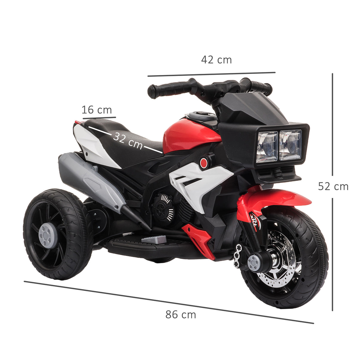 easycomfort easycomfort moto elettrica per bambini 3 5 anni max 25kg con 3 ruote luci e suoni batteria 6v rosso 86x42x52cm