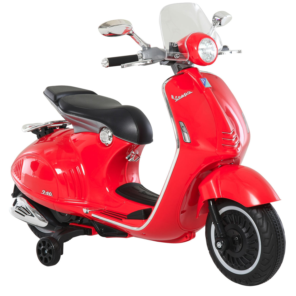 easycomfort easycomfort moto elettrica per bambini con licenza ufficiale vespa 2 rotelle luci e suoni 108x49x75 cm rossa