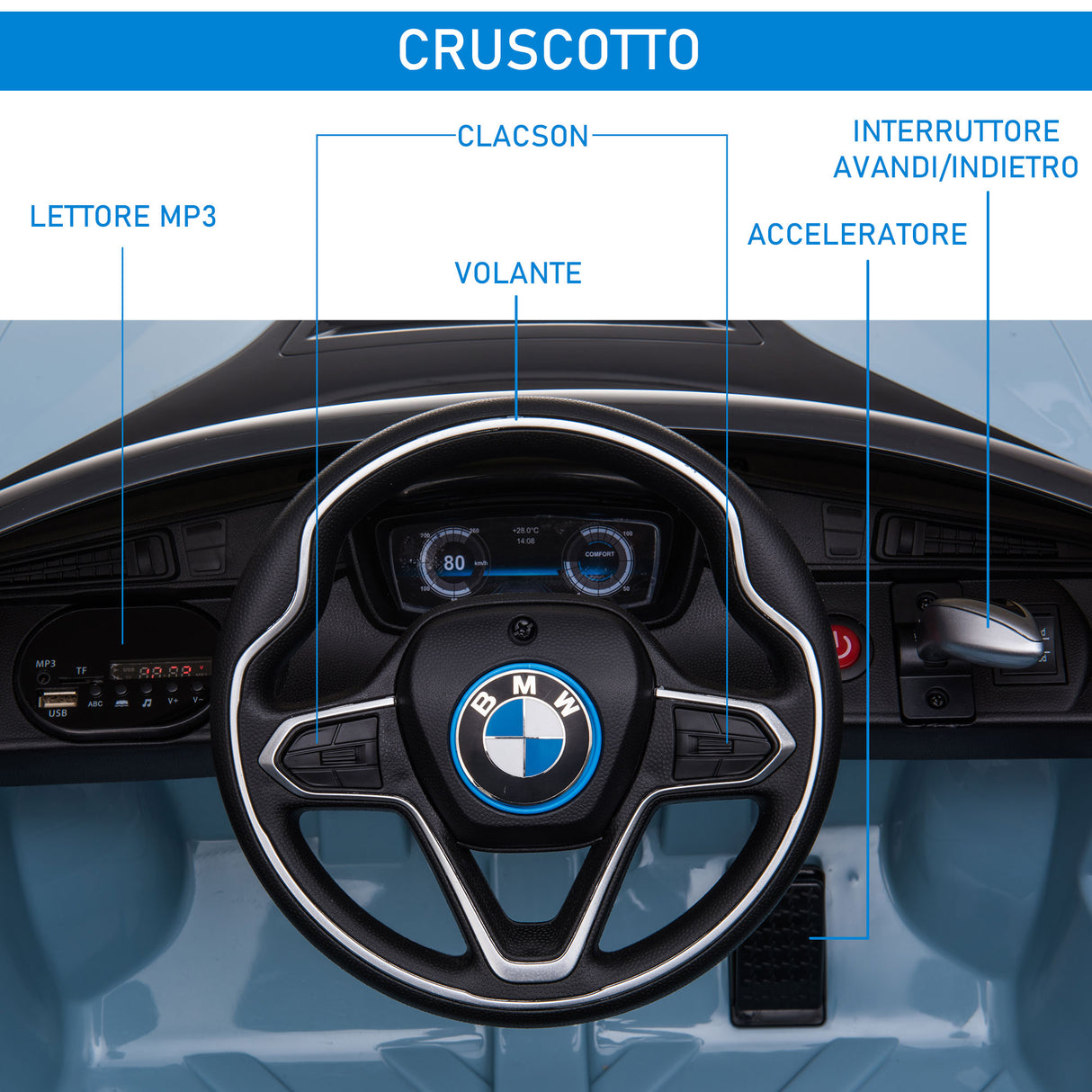 easycomfort easycomfort macchinina elettrica bmw per bambini 3 8 anni con telecomando luci e lettore mp3 blu