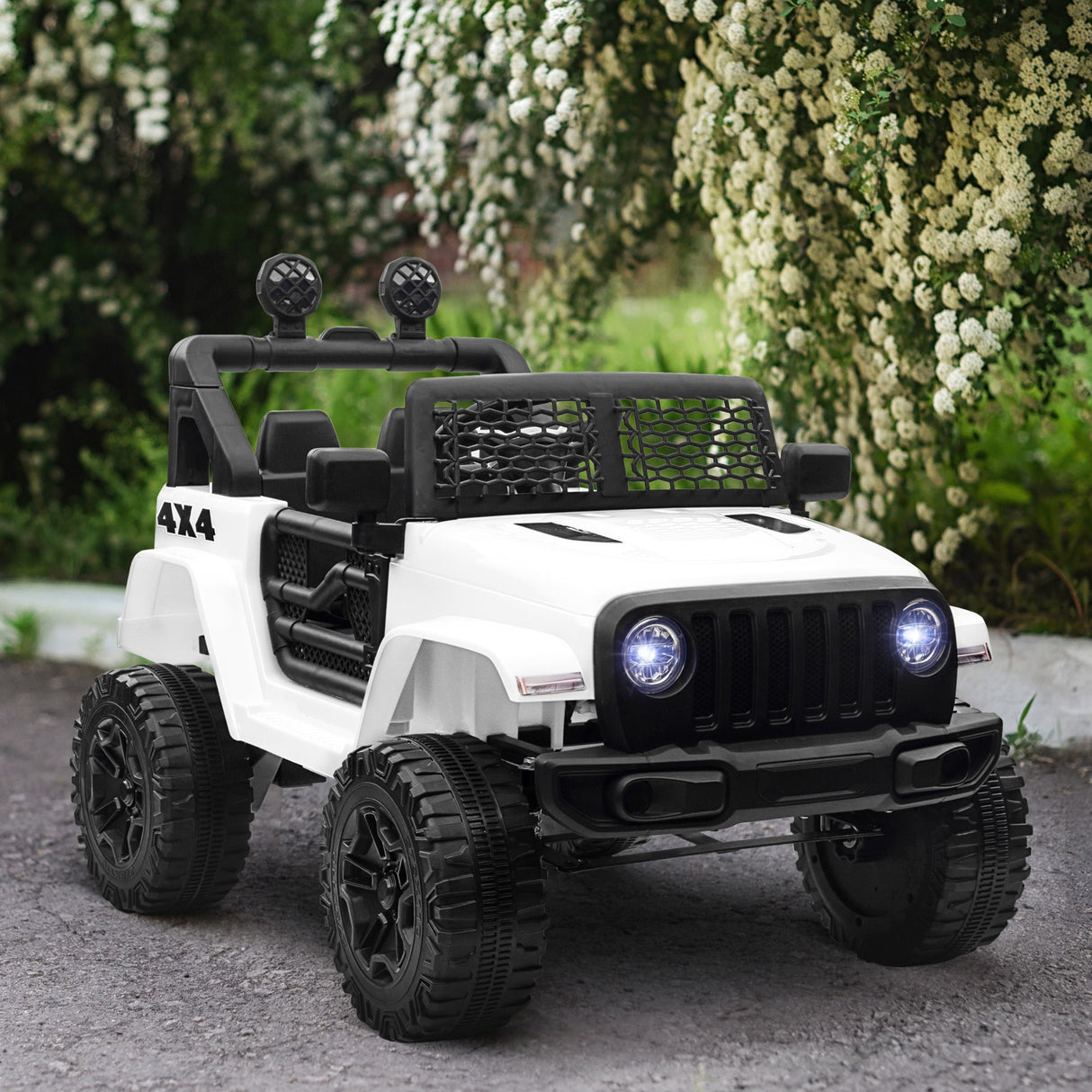 easycomfort easycomfort macchina elettrica per bambini jeep fuoristrada con telecomando e 2 velocita 100x65x72 cm bianco