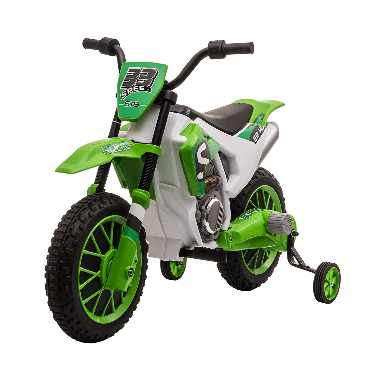 easycomfort easycomfort moto da cross elettrica per bambini da 3 5 anni batteria 12v ricaricabile e rotelline rimovibili 106 5x51 5x68cm verde