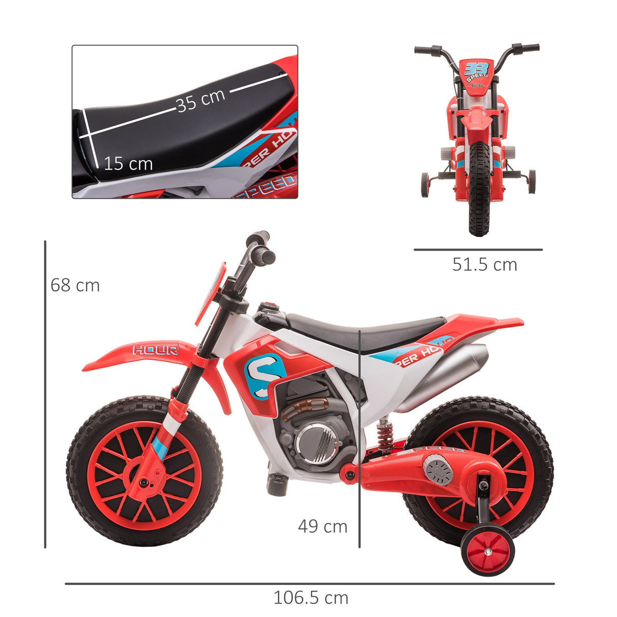 easycomfort easycomfort moto da cross elettrica per bambini da 3 5 anni rosso