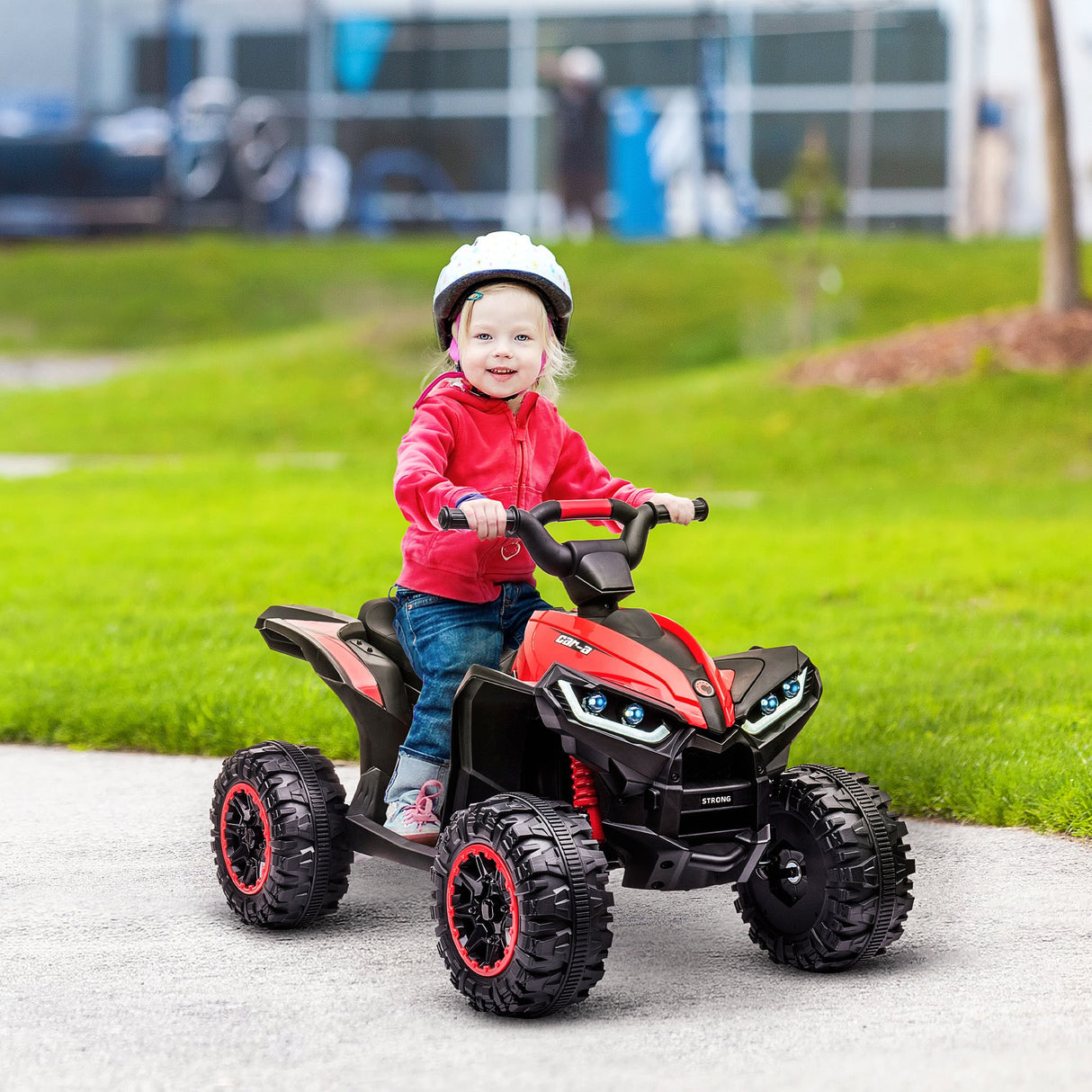 easycomfort easycomfort quad elettrico per bambini 12v 2 velocita ruote larghe con sospensioni e fari led eta 3 5 anni rosso