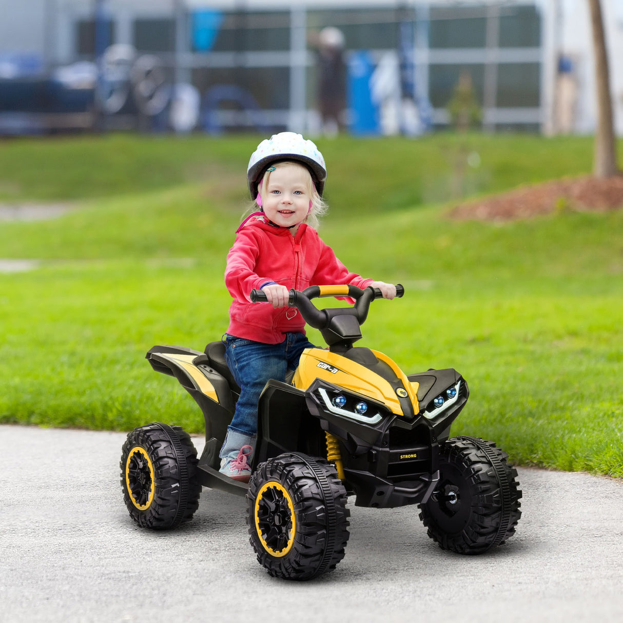 easycomfort easycomfort quad elettrico per bambini 12v 2 velocita ruote larghe con sospensioni e fari led eta 3 5 anni giallo