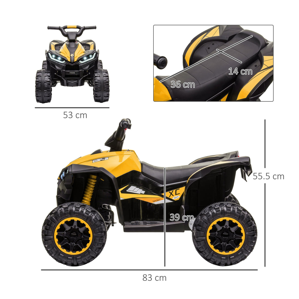 easycomfort easycomfort quad elettrico per bambini 12v 2 velocita ruote larghe con sospensioni e fari led eta 3 5 anni giallo
