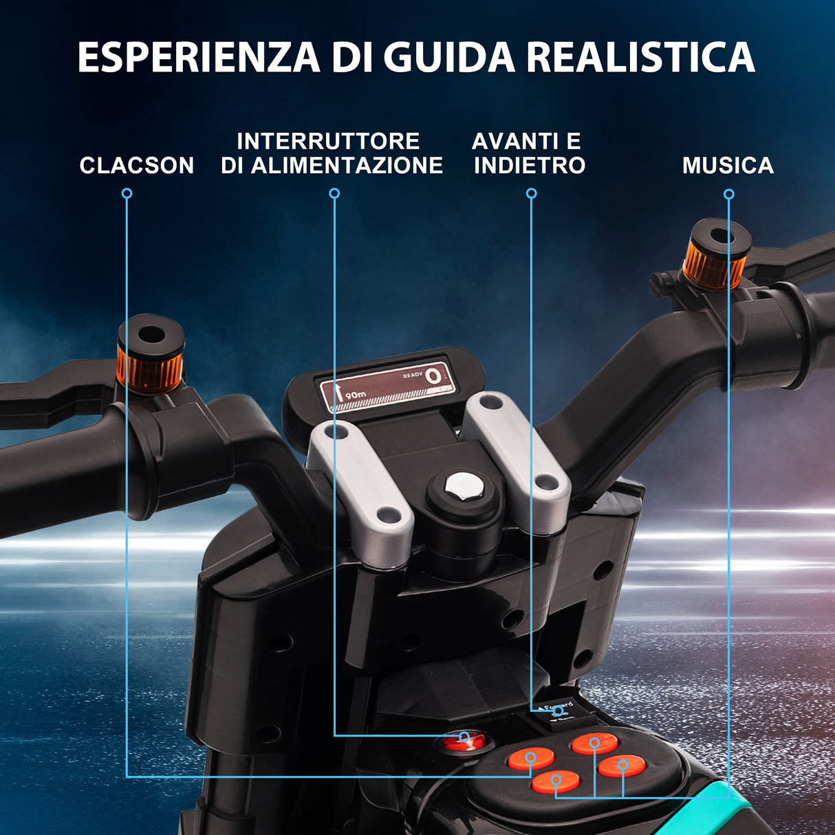 easycomfort easycomfort moto elettrica per bambini 3 5 anni in pp e metallo con rotelle clacson e musica 86x44x58 cm nera