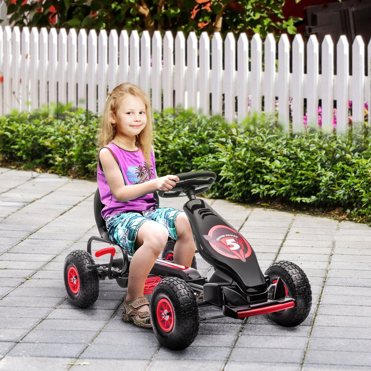 easycomfort easycomfort go kart a pedali per bambini da 5 12 anni con sedile regolabile e ruote in gonfiabili rosso
