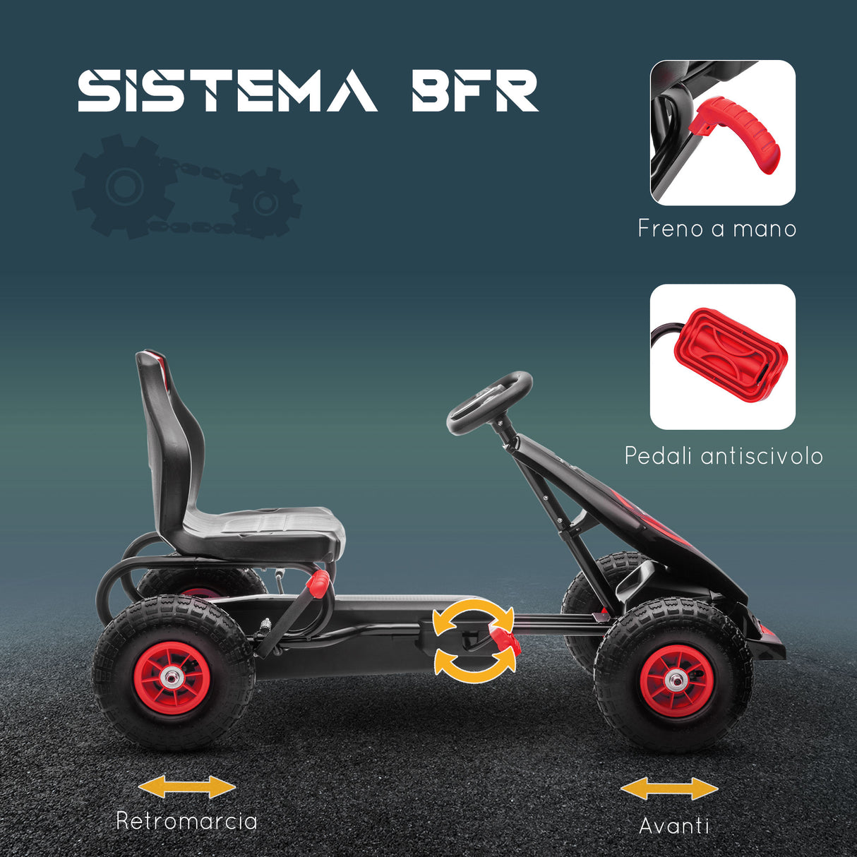 easycomfort easycomfort go kart a pedali per bambini da 5 12 anni con sedile regolabile e ruote in gonfiabili rosso