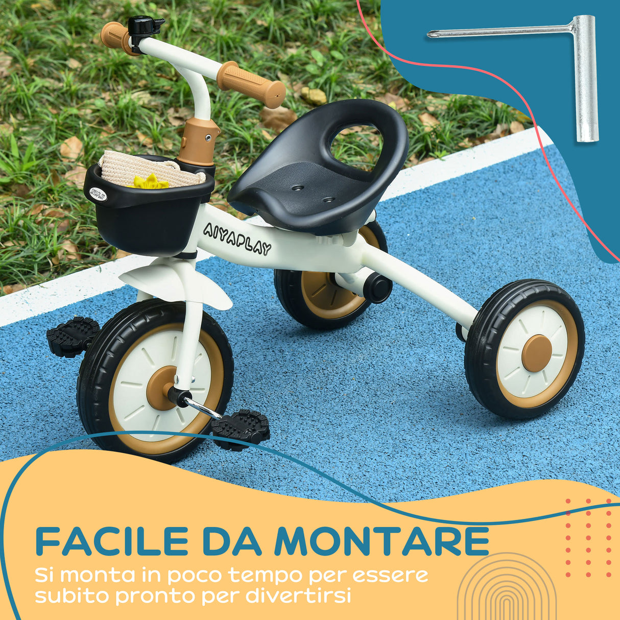 easycomfort easycomfort triciclo per bambini da 2 5 anni con seduta regolabile e campanello 70 5x50x58cm bianco