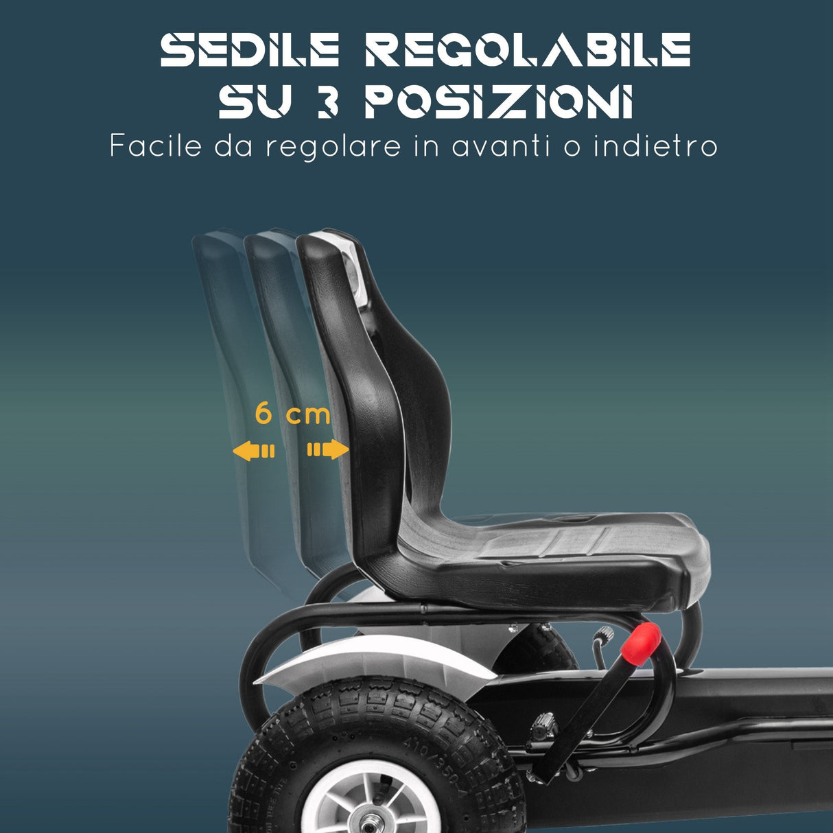 easycomfort easycomfort go kart a pedali per bambini 5 12 anni in plastica e metallo con sedile regolabile e freno a mano 121x58x61 cm