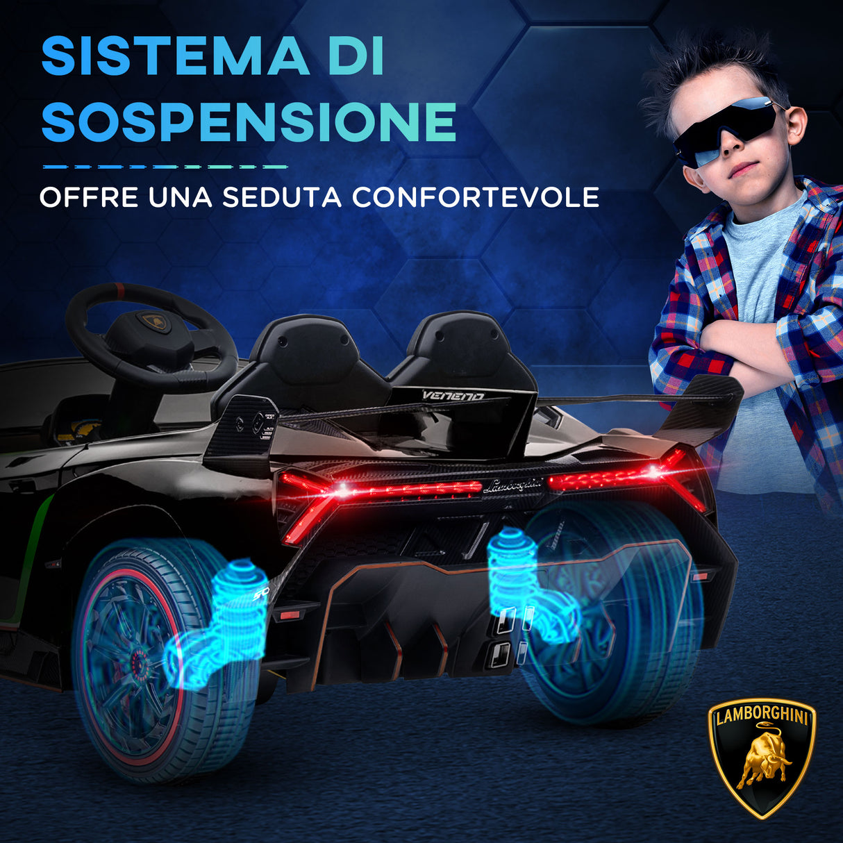 easycomfort easycomfort macchina elettrica per bambini lamborghini veneno 12v con telecomando eta 3 6 anni nero