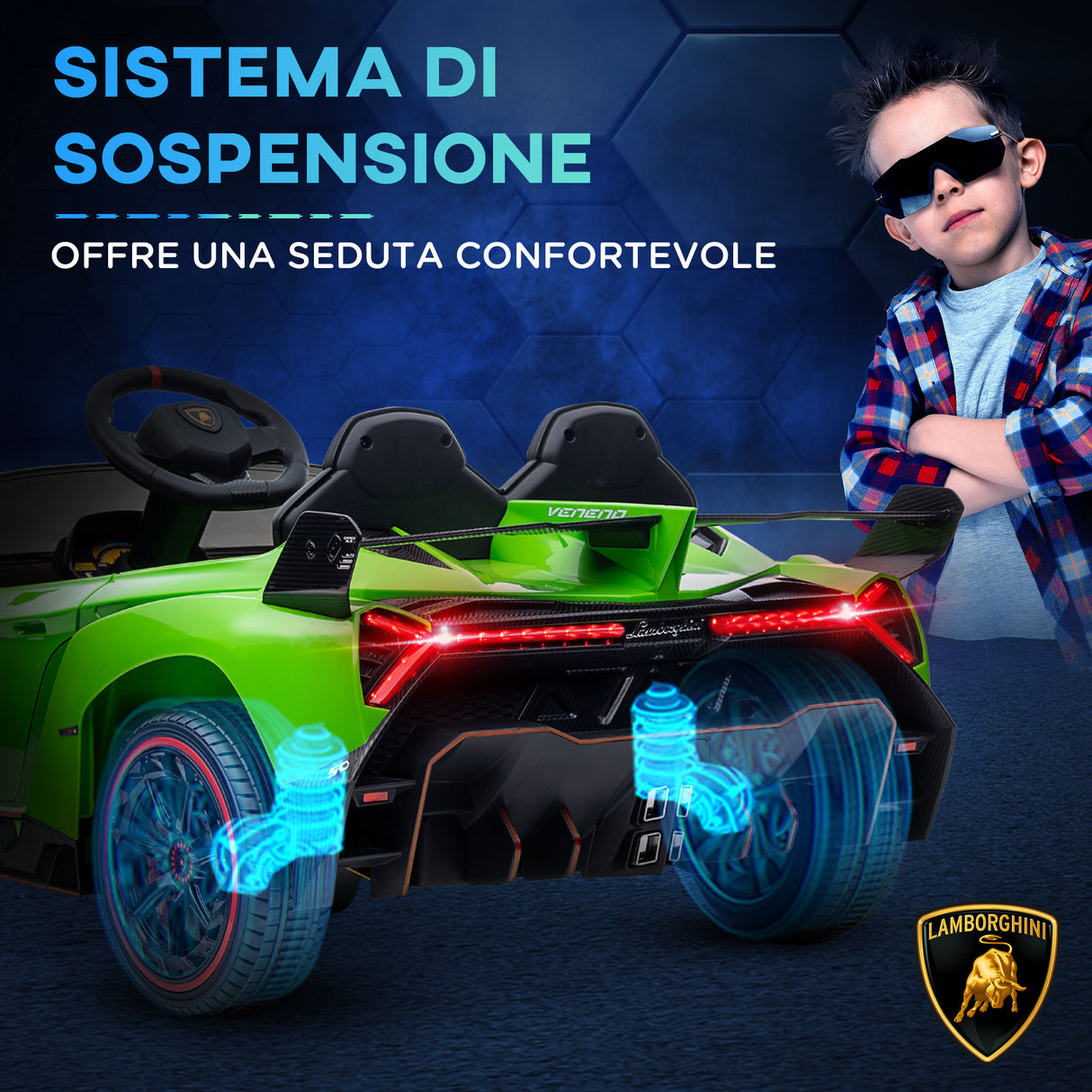 easycomfort easycomfort macchina elettrica per bambini lamborghini veneno 12v con telecomando eta 3 6 anni verde