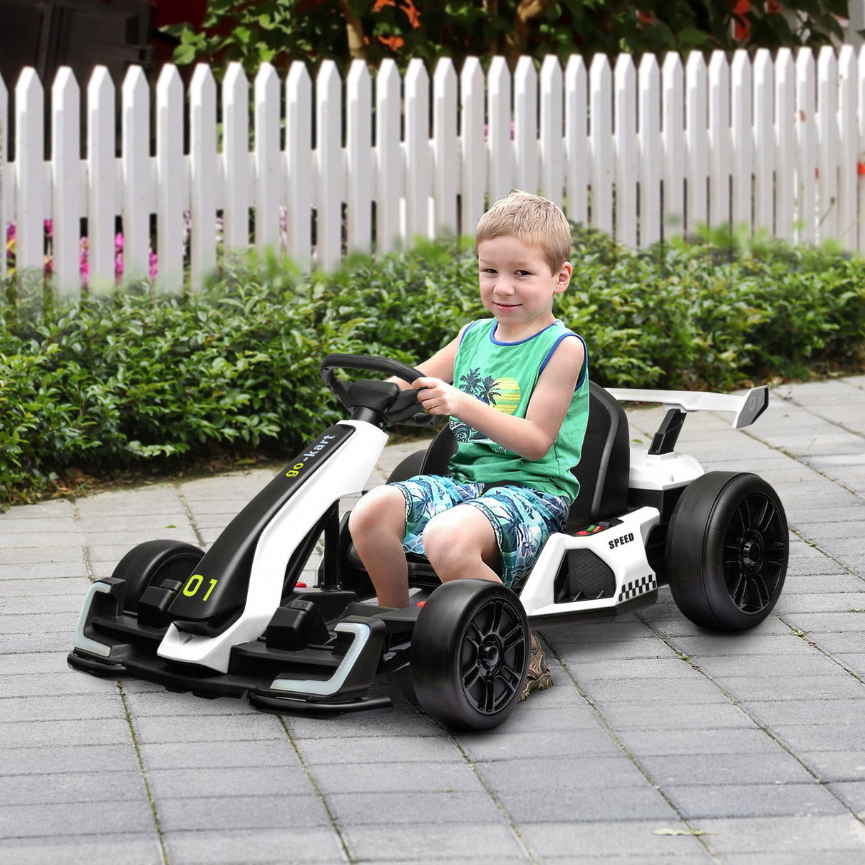 easycomfort easycomfort go kart elettrico per bambini 6 12 anni 24v 12kmh con seggiolino regolabile bianco