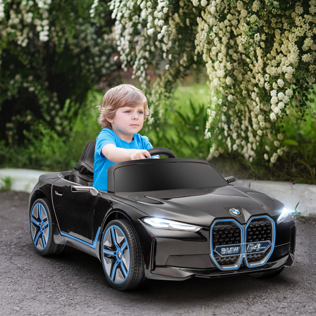 easycomfort easycomfort macchina elettrica per bambini 3 8 anni con licenza bmw con telecomando clacson e fari 115x67x45 cm nera