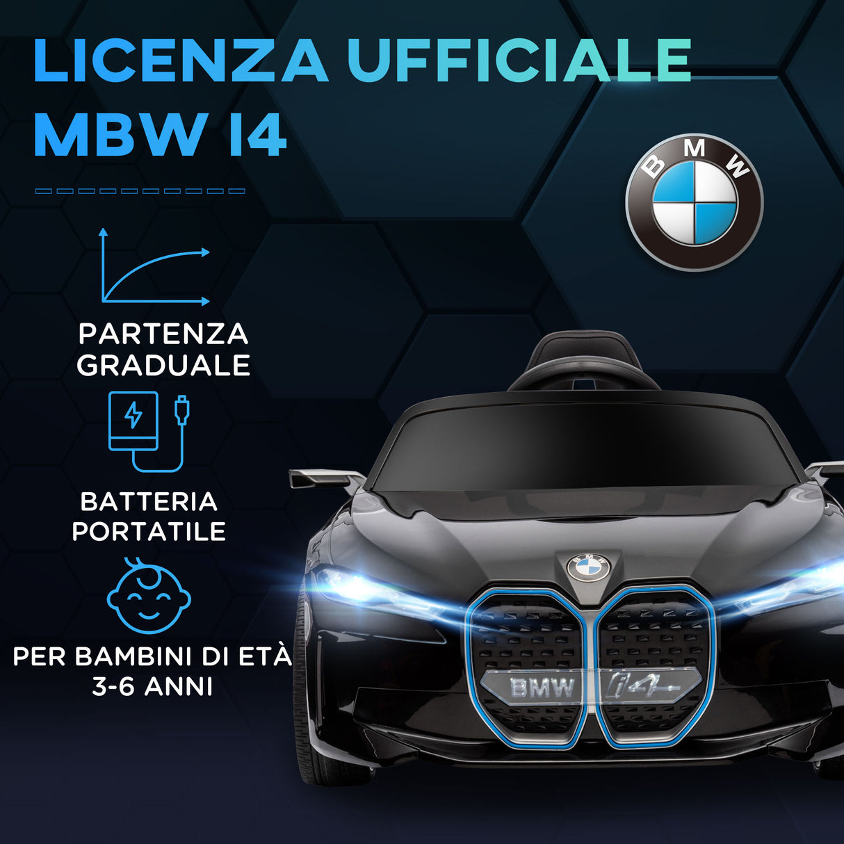 easycomfort easycomfort macchina elettrica per bambini 3 8 anni con licenza bmw con telecomando clacson e fari 115x67x45 cm nera
