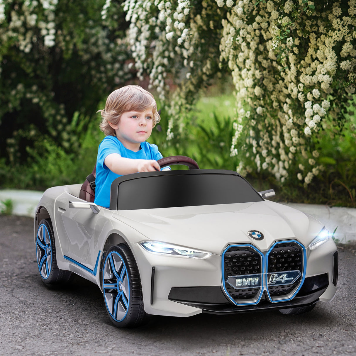 easycomfort easycomfort macchina elettrica per bambini 3 8 anni con licenza bmw con telecomando clacson e fari 115x67x45 cm bianca