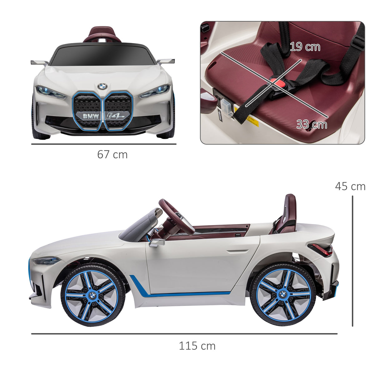 easycomfort easycomfort macchina elettrica per bambini 3 8 anni con licenza bmw con telecomando clacson e fari 115x67x45 cm bianca