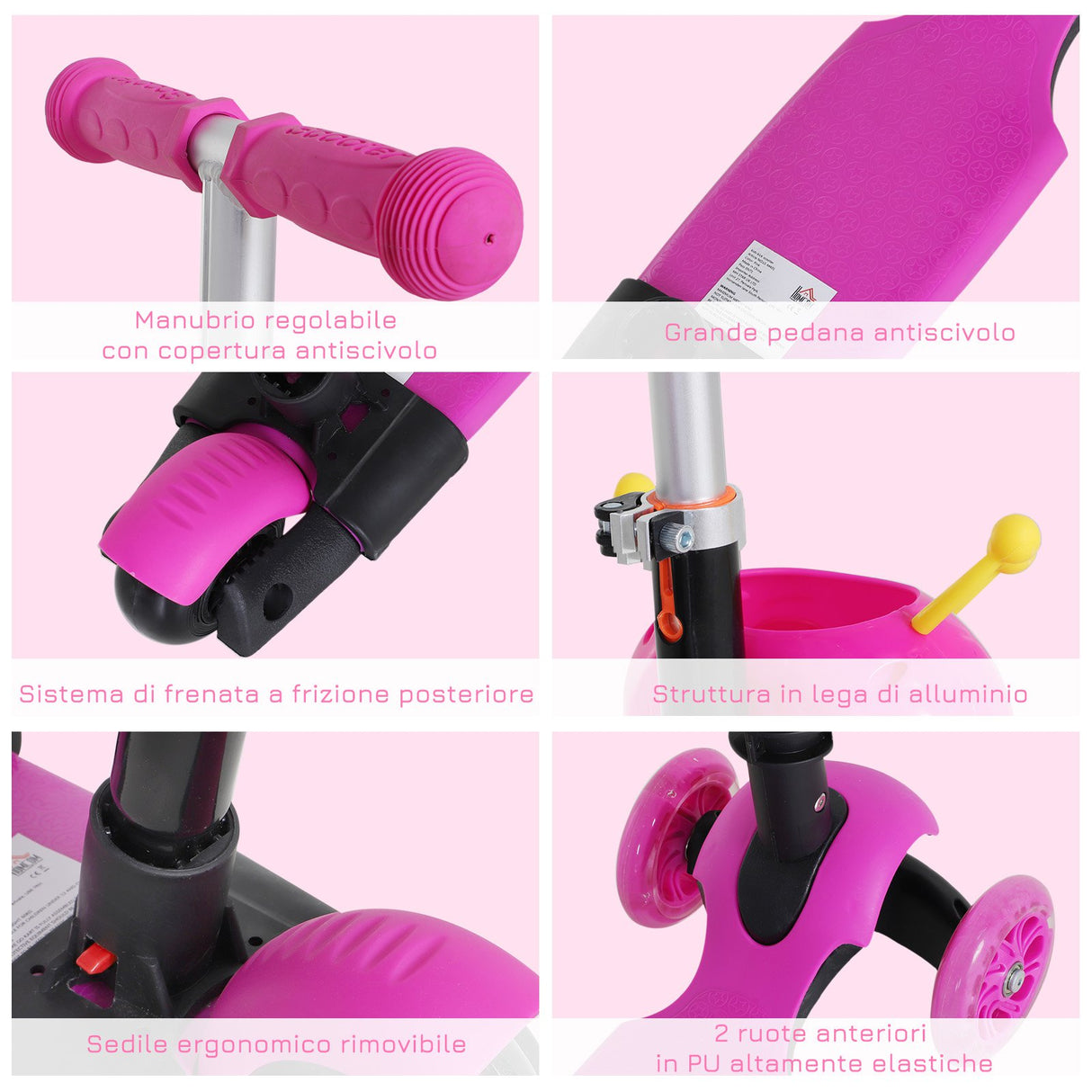 easycomfort easycomfort monopattino 3 ruote per bambini sedile e maniglione altezza regolabile