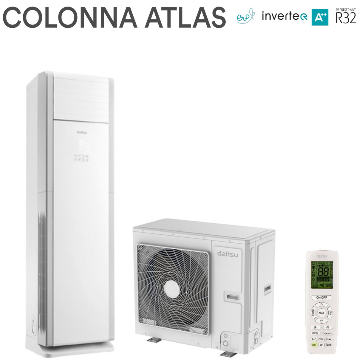 daitsu climatizzatore condizionatore daitsu inverter a colonna atlas 48000 btu 3nda04430 r 32 monofase wi fi integrato a a