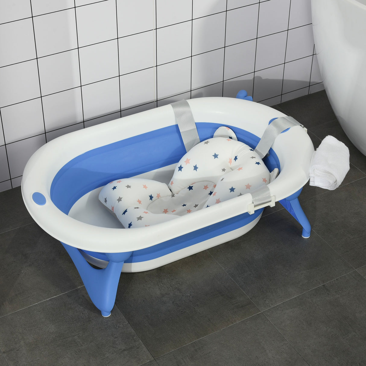 easycomfort easycomfort vaschetta bagnetto pieghevole per bambini 0 3 anni con indicatore di temperatura e cuscino 81 5x50 5x23 5 cm blu