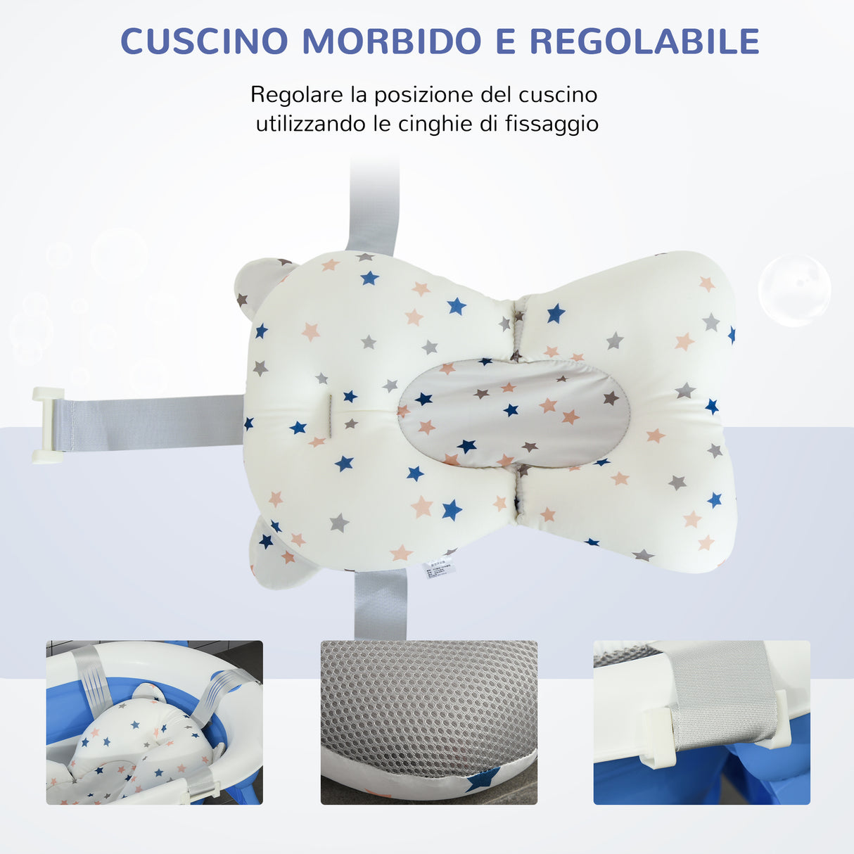 easycomfort easycomfort vaschetta bagnetto pieghevole per bambini 0 3 anni con indicatore di temperatura e cuscino 81 5x50 5x23 5 cm blu