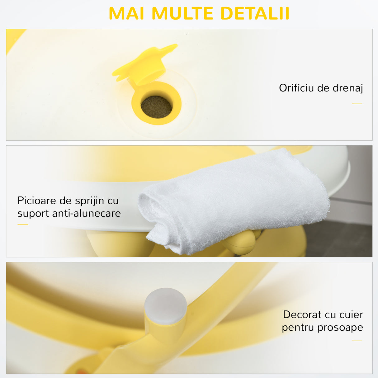 easycomfort easycomfort vaschetta bagnetto pieghevole per bambini 0 3 anni con indicatore di temperatura e cuscino 81 5x50 5x23 5 cm giallo