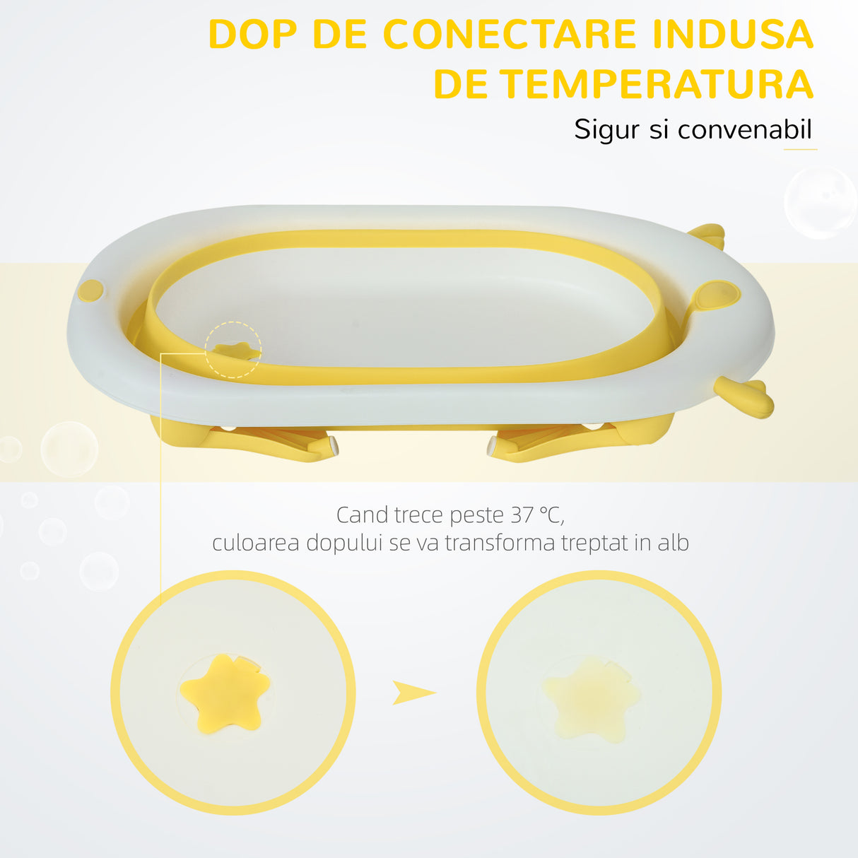 easycomfort easycomfort vaschetta bagnetto pieghevole per bambini 0 3 anni con indicatore di temperatura e cuscino 81 5x50 5x23 5 cm giallo