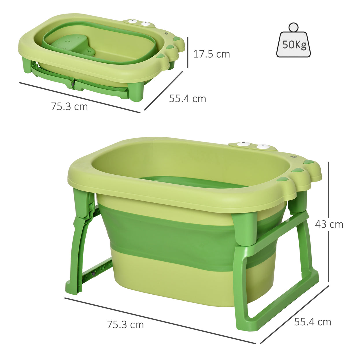 easycomfort easycomfort vaschetta bagnetto pieghevole per bimbi 0 6 anni in plastica antiscivolo verde 75 3x55 4x43cm