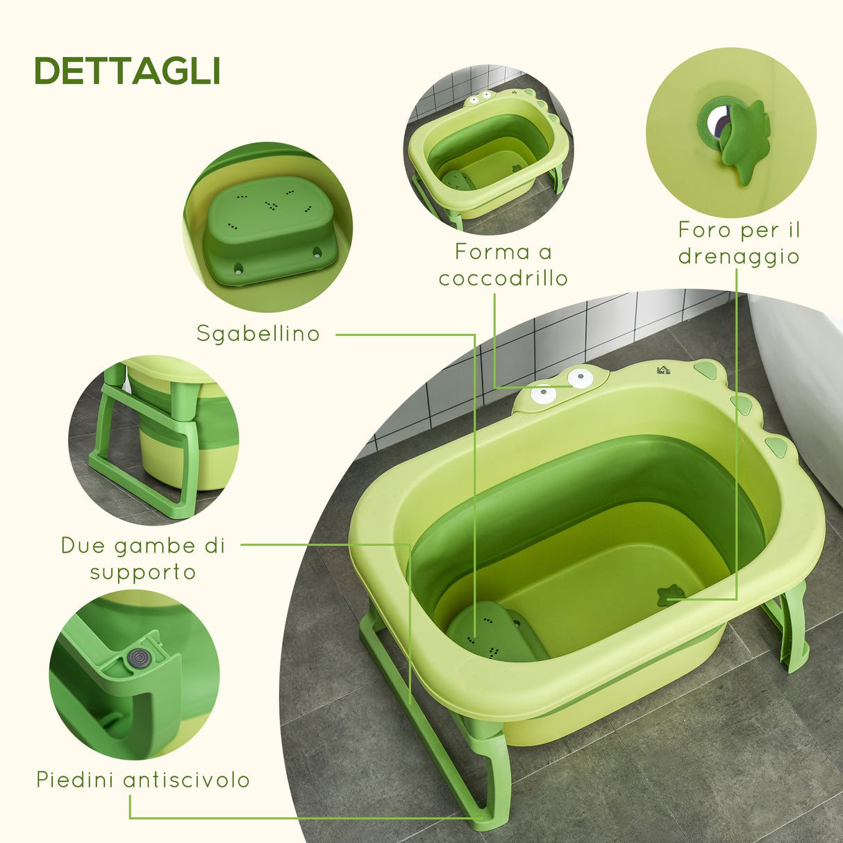 easycomfort easycomfort vaschetta bagnetto pieghevole per bimbi 0 6 anni in plastica antiscivolo verde 75 3x55 4x43cm