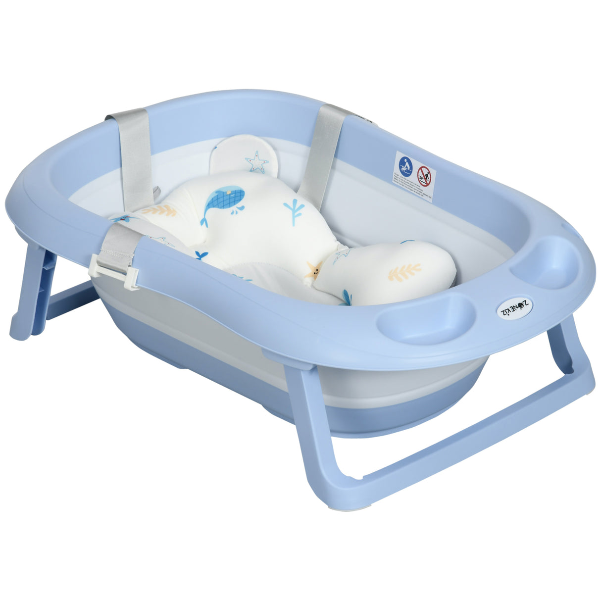 easycomfort easycomfort vaschetta bagnetto pieghevole bambini 0 6 anni con cuscino e 2 ripiani 83x48x23 5 cm blu e bianco