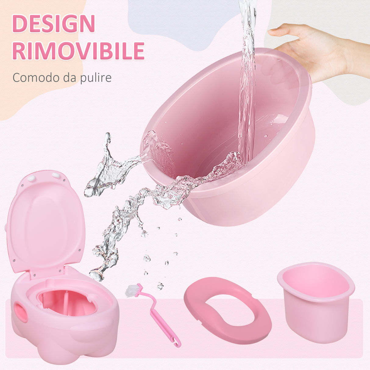 easycomfort easycomfort vasino per bambini 6 mesi 48 mesi antiscivolo ippopotamo rosa 40x30x23cm